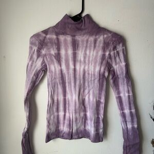 Purple Tie-Dye Turtleneck Top